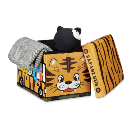 Collapsible toy box with storage space