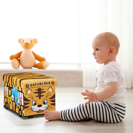 Collapsible toy box with storage space