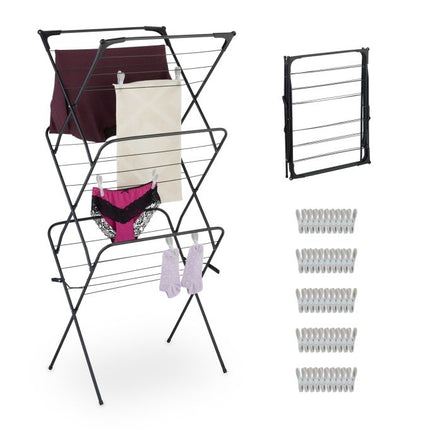 Collapsible washing rack with 50 clips