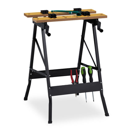 Collapsible workbench with clamping jaws