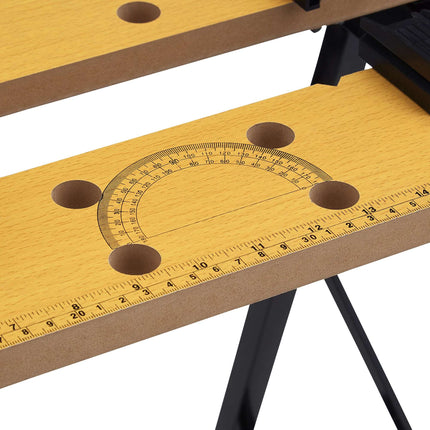 Collapsible workbench with clamping jaws