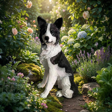 Collie Garden Dog Statue, Life-Size Polyresin Decor