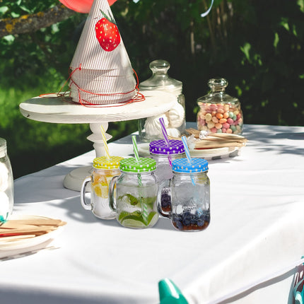 Colorful drinking glasses with lids - 12 pcs