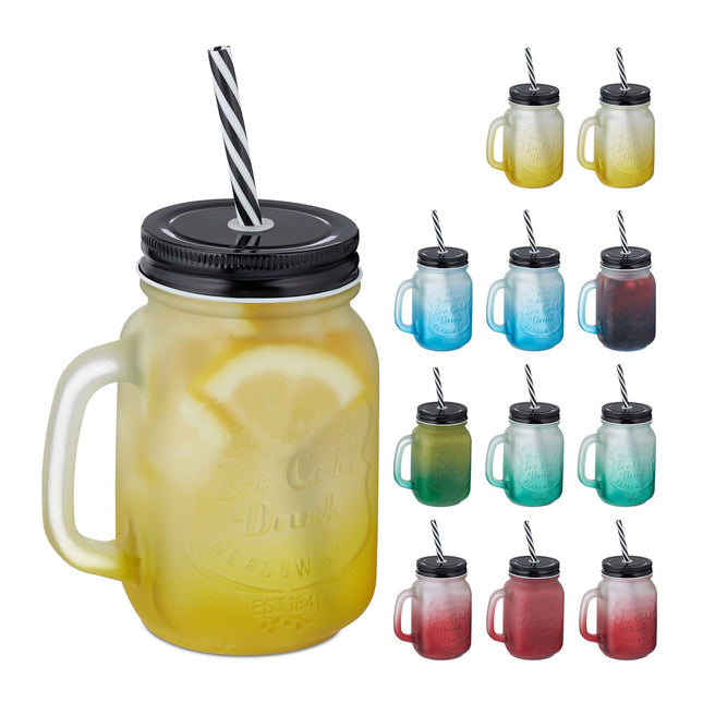 Kleurrijke drinkglazen met deksel set van 12