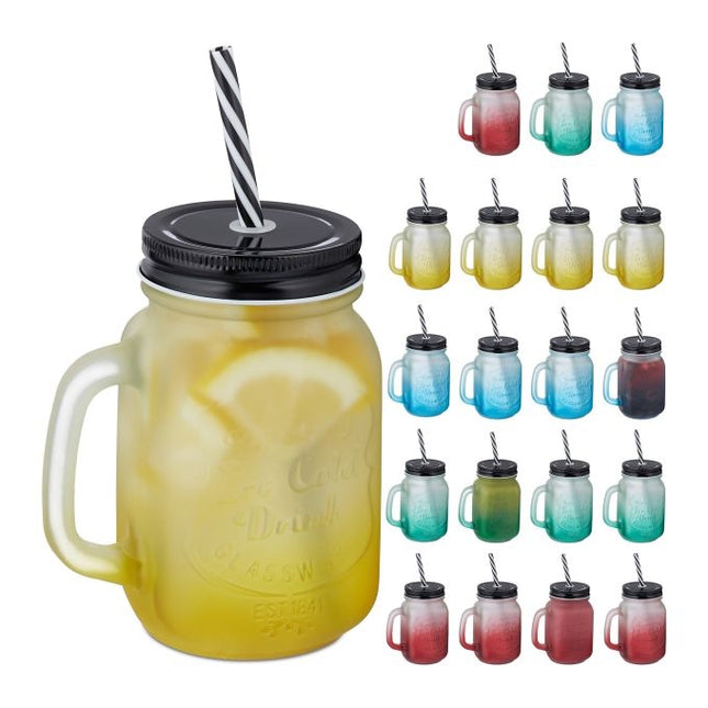 Kleurrijke drinkglazen met deksels set van 20