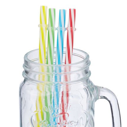 Colorful drinking glasses with lids set of 4