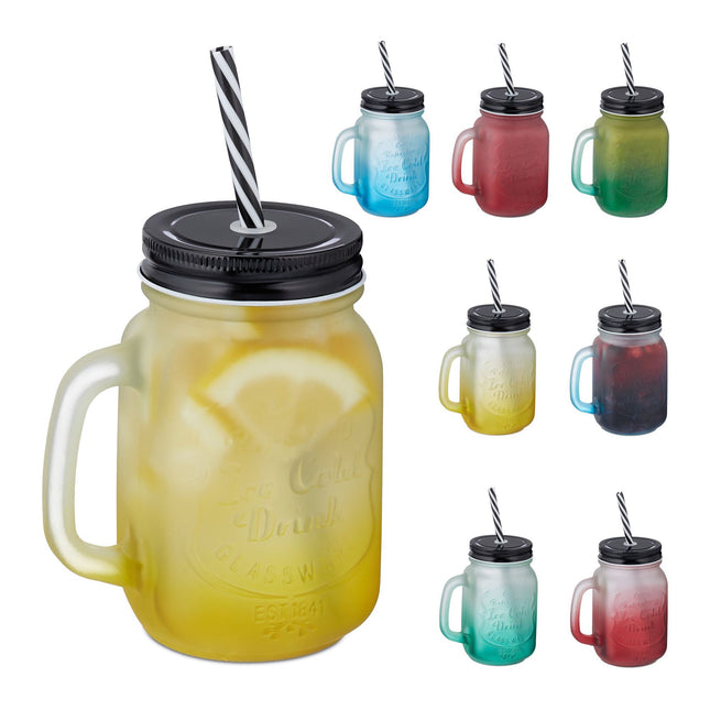 Kleurrijke drinkglazen met deksels set van 8