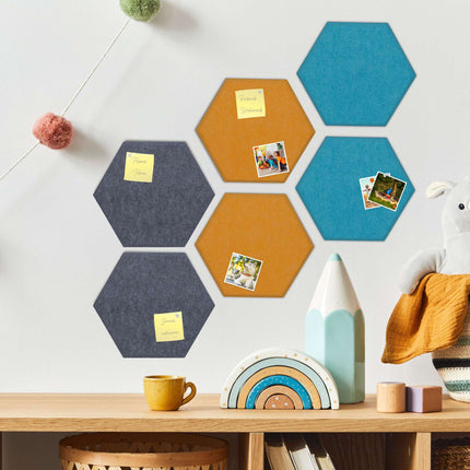 Colorful hexagons with felt for bulletin board - 12 pcs