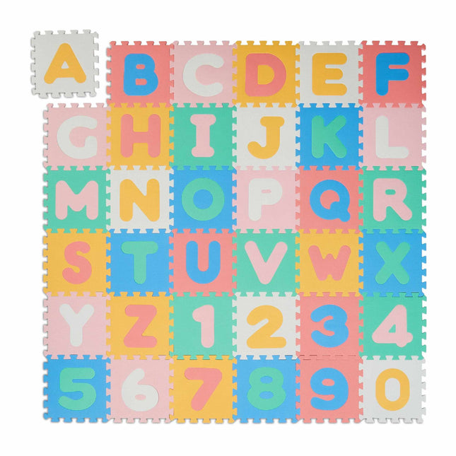 Colorful puzzle mat with ABC and numbers