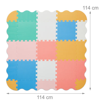 Colorful puzzle mat with border