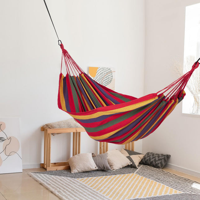 Colorful striped cotton hammock