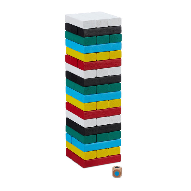 Colorful wooden swing tower