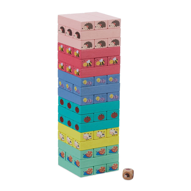 Colorful wooden swing tower with animals