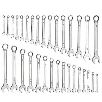 Combination Wrench Set, 32-Piece SAE Metric, 12-Point