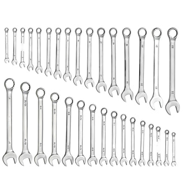 Combination Wrench Set, 32-Piece SAE Metric, 12-Point