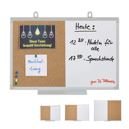 Combination of bulletin board and magnetic board