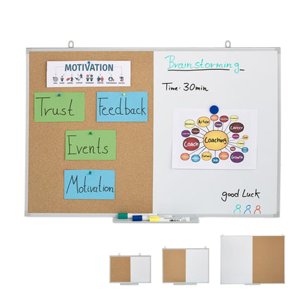 Combination of bulletin board and magnetic board