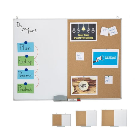 Combination of bulletin board and magnetic board