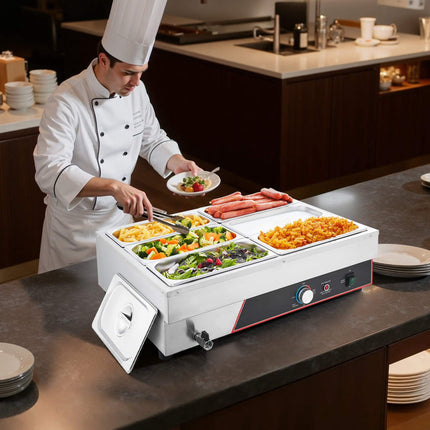 Commercial Bain Marie Food Warmer, 1500W, 6-Pan