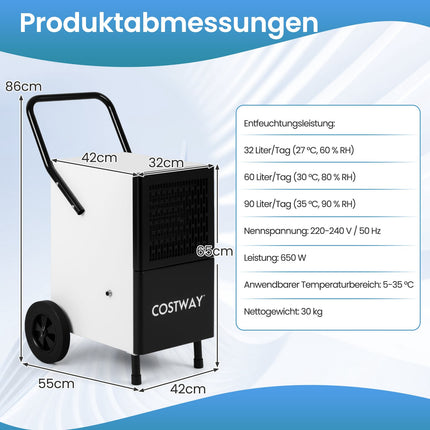 Commercial Dehumidifier 60 L/Day, Pump, 200 m²