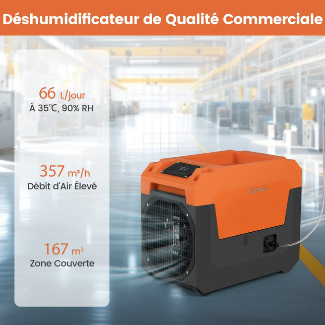 Commercial Dehumidifier 66 L/Day, Pump Drain, 167 m²