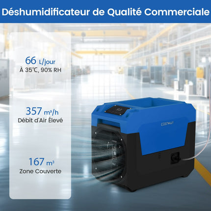 Commercial Dehumidifier 66 L/Day, Pump Drain, 167 m²