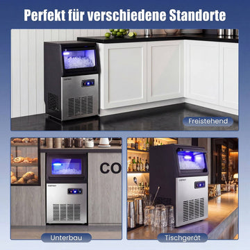 Commercial Ice Cube Machine, 41kg/Day, Black & Silver