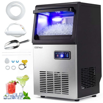 Commercial Ice Cube Machine, 41kg/Day, Black & Silver