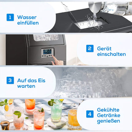 Commercial Ice Maker, 30kg/Day, 4kg Storage, Self-Cleaning