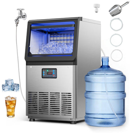 Commercial Ice Maker 41 kg 24h, 6 kg Bin, Stainless