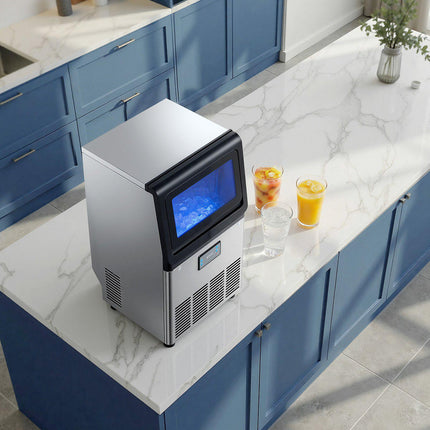 Commercial Ice Maker 41 kg 24h, 6 kg Bin, Stainless