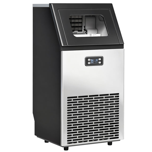 Commercial Ice Maker, 45kg/Day, Stainless Steel, LCD Display
