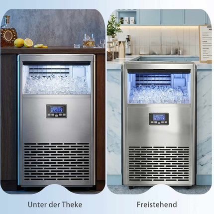 Commercial Ice Maker, 45kg/Day, Stainless Steel, LCD Panel