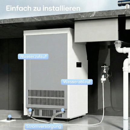 Commercial Ice Maker, 55kg/24h, Stainless Steel, 13kg Storage