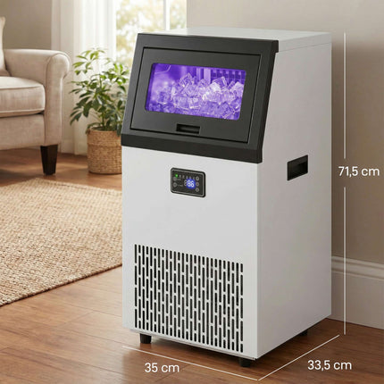 Commercial Ice Maker, 55kg/24h, Stainless Steel, 13kg Storage