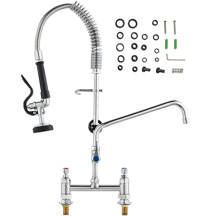 Commercial Pre-Rinse Kitchen Faucet, Brass, 26-Inch, 8-Inch Center