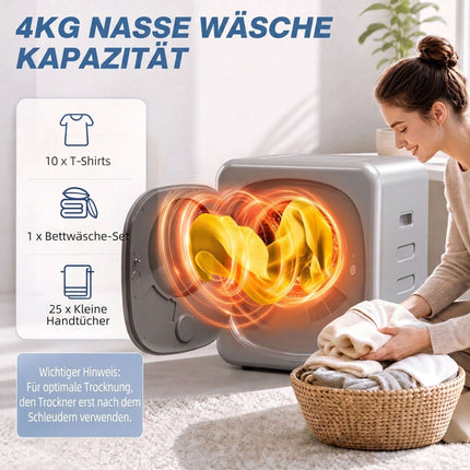Compact 2.5kg Vent Dryer, Stainless Steel Drum, Silver