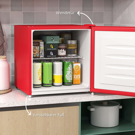 Compact 35L Freezer with Reversible Door, Red