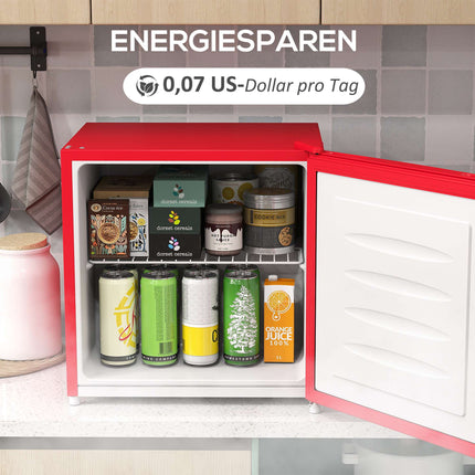 Compact 35L Freezer with Reversible Door, Red