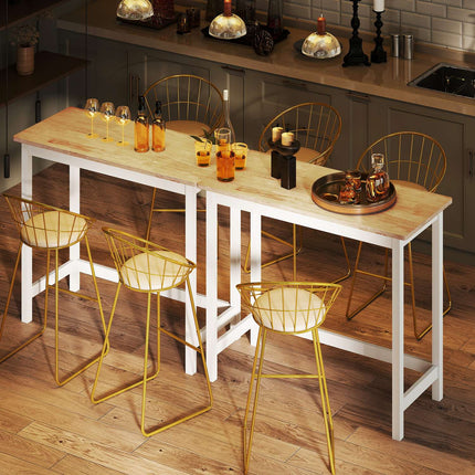 Compact Bar Table for 2, Oak Finish, Rubberwood