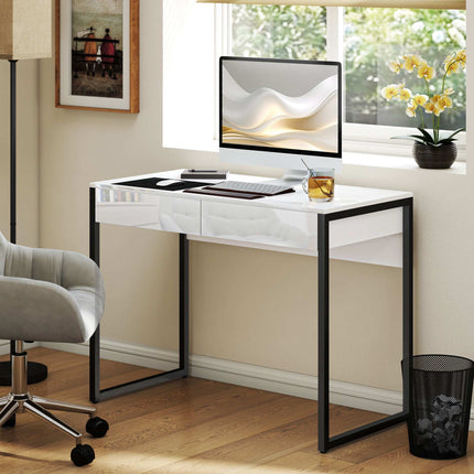 Compact Black Desk with 2 Drawers – 100 x 50 cm