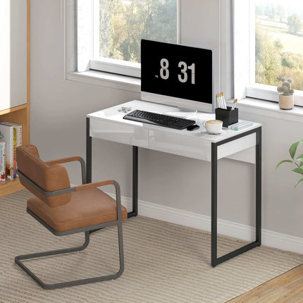 Compact Black Desk with 2 Drawers – 100 x 50 cm
