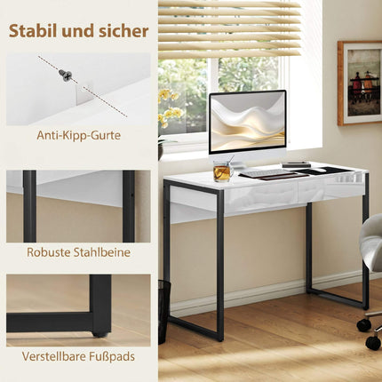Compact Black Desk with 2 Drawers – 100 x 50 cm