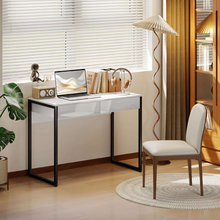 Compact Black Desk with 2 Drawers – 100 x 50 cm