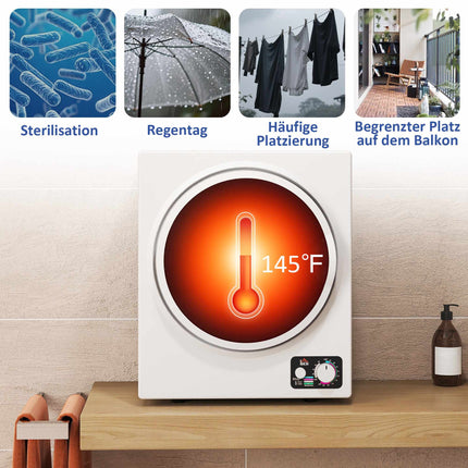 Compact Clothes Dryer, 360 Turbo Drum, 4kg Capacity