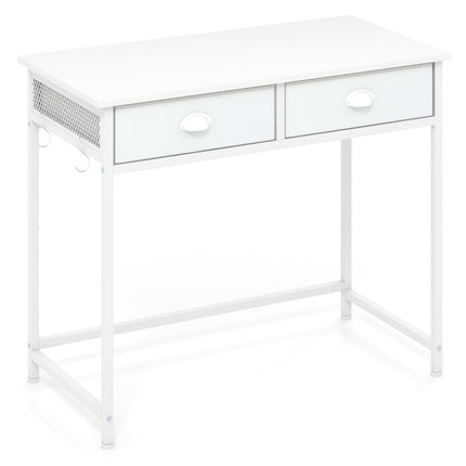 Compact Computer Desk with 2 Fabric Drawers & Hooks