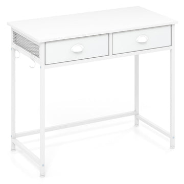 Compact Computer Desk with 2 Fabric Drawers & Hooks
