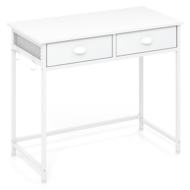 Compact Computer Desk with 2 Fabric Drawers & Hooks