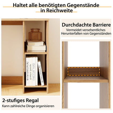 Compact Desk with 2 Shelves, 80x40x74 cm, Natural Wood