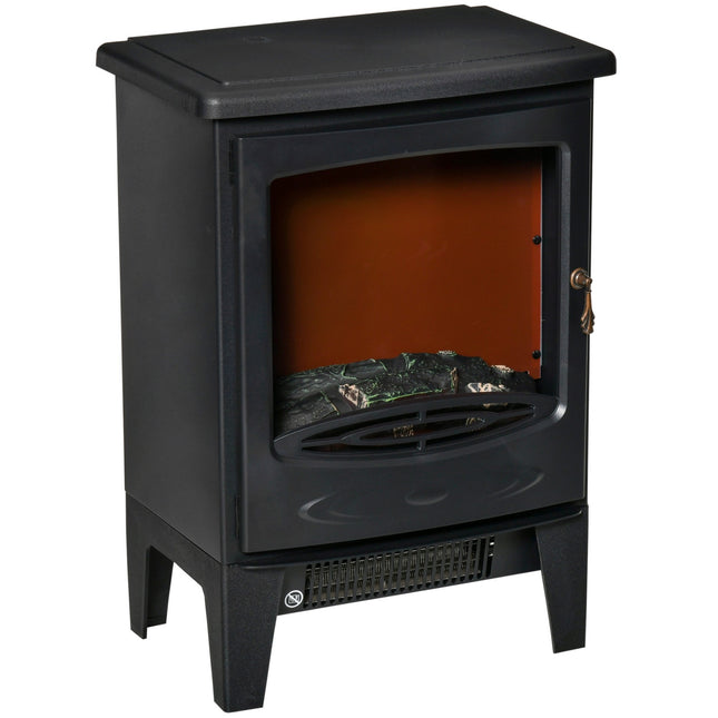 Compact Electric Fireplace Heater, 900W/1800W, Black